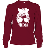 Merica Mom Bun 4th Of July Shirt Unisex Long Sleeve Classic Tee