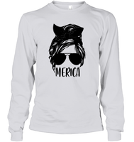 Merica Mom Bun 4th Of July Shirt Unisex Long Sleeve Classic Tee