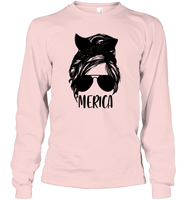 Merica Mom Bun 4th Of July Shirt Unisex Long Sleeve Classic Tee