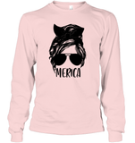 Merica Mom Bun 4th Of July Shirt Unisex Long Sleeve Classic Tee