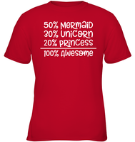50% Mermaid, 30% Unicorn, 20% Princess – 100% Magical Kids Classic Tee
