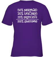 50% Mermaid, 30% Unicorn, 20% Princess – 100% Magical Kids Classic Tee