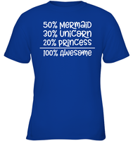 50% Mermaid, 30% Unicorn, 20% Princess – 100% Magical Kids Classic Tee
