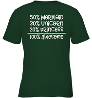50% Mermaid, 30% Unicorn, 20% Princess – 100% Magical Kids Classic Tee