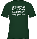50% Mermaid, 30% Unicorn, 20% Princess – 100% Magical Kids Classic Tee