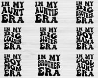 Mom Svg Files For Cricut, In My Era Svg, Aunt Svg Dxf Png Eps Cut Files Silhouette