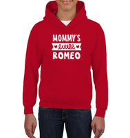 Mommy's Little Romeo Valentines Kids Heavyweight Pullover Hoodie