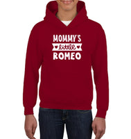 Mommy's Little Romeo Valentines Kids Heavyweight Pullover Hoodie