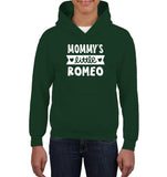 Mommy's Little Romeo Valentines Kids Heavyweight Pullover Hoodie