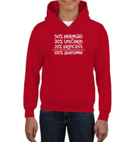 50% Mermaid, 30% Unicorn, 20% Princess – 100% Magical Kids Heavyweight Pullover Hoodie