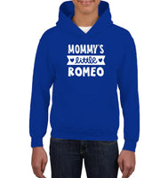 Mommy's Little Romeo Valentines Kids Heavyweight Pullover Hoodie