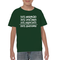 50% Mermaid, 30% Unicorn, 20% Princess – 100% Magical Kids Classic Tee