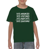 50% Mermaid, 30% Unicorn, 20% Princess – 100% Magical Kids Classic Tee