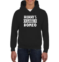 Mommy's Little Romeo Valentines Kids Heavyweight Pullover Hoodie