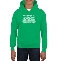 50% Mermaid, 30% Unicorn, 20% Princess – 100% Magical Kids Heavyweight Pullover Hoodie