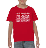 50% Mermaid, 30% Unicorn, 20% Princess – 100% Magical Kids Classic Tee