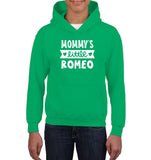 Mommy's Little Romeo Valentines Kids Heavyweight Pullover Hoodie