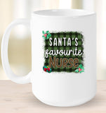 Santa's Favourite Nurse Christmas Coffee Mug For Women
