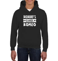 Mommy's Little Romeo Valentines Kids Heavyweight Pullover Hoodie