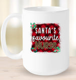 Santa's Favourite Nurse Christmas Coffee Mug For Women