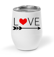 Valentine's Day Coffee Cup, Tumbler, Wine Drinking Mug Love Heart With Arrow