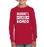 Mommy's Little Romeo Valentines Kids Fleece Pullover Sweatshirt