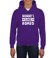 Mommy's Little Romeo Valentines Kids Heavyweight Pullover Hoodie