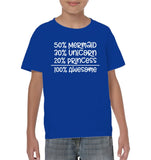50% Mermaid, 30% Unicorn, 20% Princess – 100% Magical Kids Classic Tee