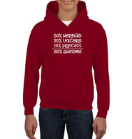 50% Mermaid, 30% Unicorn, 20% Princess – 100% Magical Kids Heavyweight Pullover Hoodie
