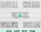 Football Svg Files For Cricut, Baseball Svg, Sports Svg Dxf Png Eps Cut Files Silhouette