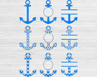 Anchor Svg Cut Files, Split Anchor Monogram Svg Files For Cricut And Silhouette, Nautical Svg