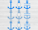 Anchor Svg Cut Files, Split Anchor Monogram Svg Files For Cricut And Silhouette, Nautical Svg