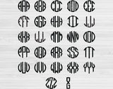 Block Monogram Font Svg  Files For Cricut And Silhouette, Circle Monogram Svg Cut Files, Alphabet Svg