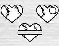 Split Baseball Heart Svg Monogram Sports Vector. Baseball Svg Files For Cricut And Silhouette. Softball Svg Cut Files