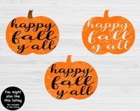 Pumpkin Svg, Hello Fall Yall Svg Files For Cricut And Silhouette. Fall Svg Cut File, Thanksgiving Svg Dxf