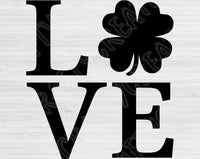 St Patricks Day Svg Files For Cricut And Silhouette, Love Shamrock Svg Cut Files, Irish Svg With 4 Leaf Clover Design