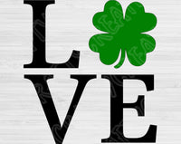 St Patricks Day Svg Files For Cricut And Silhouette, Love Shamrock Svg Cut Files, Irish Svg With 4 Leaf Clover Design