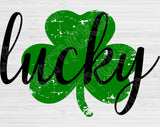 Lucky Svg Files For Cricut And Silhouette, Distressed Shamrock Svg Cut File, St Patricks Day Svg