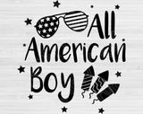 All American Boy Svg Files For Cricut And Silhouette, 4th of July Svg, Patriotic Svg Cut File, Independence Day Svg