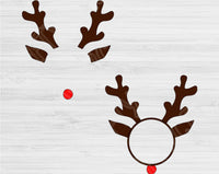 Reindeer Monogram Svg Files For Cricut And Silhouette, Rudolph Monogram Svg Cut Files. Antlers with Red Nose Designs. Winter Holiday Cutting Files