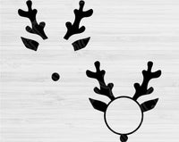 Reindeer Monogram Svg Files For Cricut And Silhouette, Rudolph Monogram Svg Cut Files. Antlers with Red Nose Designs. Winter Holiday Cutting Files