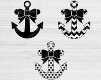 Anchor Svg. Split Anchor Monogram Svg Files For Cricut And Silhouette with Bow, Nautical Svg Cut Files