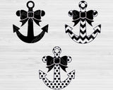 Anchor Svg. Split Anchor Monogram Svg Files For Cricut And Silhouette with Bow, Nautical Svg Cut Files
