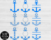 Anchor Svg. Split Anchor Monogram Svg Files For Cricut And Silhouette with Bow, Nautical Svg Cut Files