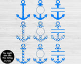 Anchor Svg. Split Anchor Monogram Svg Files For Cricut And Silhouette with Bow, Nautical Svg Cut Files