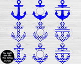 Anchor Svg. Split Anchor Monogram Svg Files For Cricut And Silhouette with Bow, Nautical Svg Cut Files