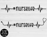 Nurse Svg Files For Cricut And Silhouette, Nurse Png. Nurse Stethoscope Svg Cut File, Heartbeat Svg, Rn Svg, Medical Nursing Healthcare Svg.