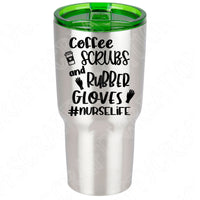 Coffee Scrubs and Rubber Gloves Svg Files For Cricut And Silhouette, Nurse Svg Cut File, Nurse Life Svg, Nurse Png