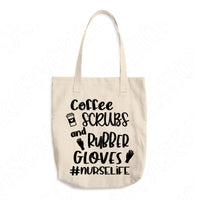 Coffee Scrubs and Rubber Gloves Svg Files For Cricut And Silhouette, Nurse Svg Cut File, Nurse Life Svg, Nurse Png