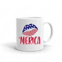 Merica Lips Svg Files For Cricut And Silhouette, Fourth of July Svg, 4th of July Svg, Patriotic Svg Cut Files, Independence Day Svg, Memorial Day Svg